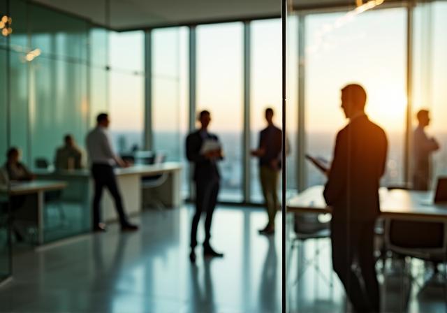 Modernes Büro in Spanien mit Finanzexperten bei der Arbeit